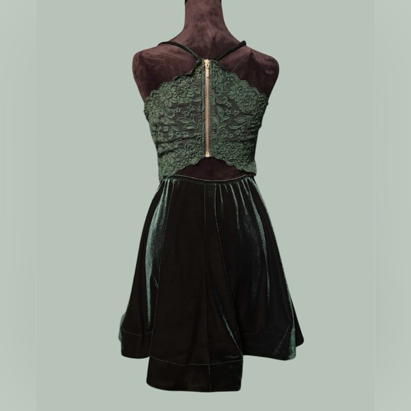 B. Darlin Green Velvet Holiday Mini Dress - Picture 2 of 4